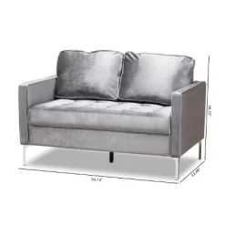 Baxton Studio Clara Velvet Fabric Upholstered 2 Seater Loveseat Gray - BaxtonStudio 13 Baxton Studio Clara Velvet Fabric Upholstered 2 Seater Loveseat Gray - BaxtonStudio -Online Furniture Store GUEST a4715d64 87a8 4209 937c d4e7827fb55a