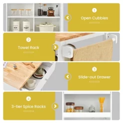 Costway Kitchen Island Trolley Cart On Wheels With Storage Open Shelves & Drawer White/Brown 17 Costway Kitchen Island Trolley Cart On Wheels With Storage Open Shelves & Drawer White/Brown -Online Furniture Store GUEST a4f6d6dd 6b11 43fd 8766 c9a539b2ae9e