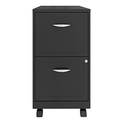 Space Solutions 18 Inch Wide Metal Mobile Organizer File Cabinet For Office Supplies And Hanging File Folders With 2 File Drawers, Charcoal 2 Space Solutions 18 Inch Wide Metal Mobile Organizer File Cabinet For Office Supplies And Hanging File Folders With 2 File Drawers, Charcoal - Image 2