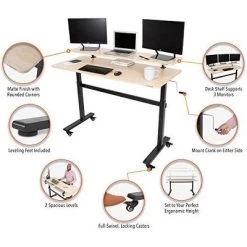 Tranzendesk Standing Desk With Clamp-On Shelf - 55" Sit To Stand Workstation With 55” Monitor Stand – Maple - Stand Steady -Online Furniture Store GUEST a540cccb 9ab1 4497 aa81 86f3e58b9ea4