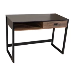 Oslo Contemporary Studio Workstation Desk With Drawer Black/Brown - Danya B. -Online Furniture Store GUEST a54a7608 2759 426e a23d 23d755b8ec93