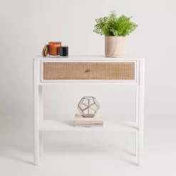 Sydney Side Table White/Tan - East At Main
