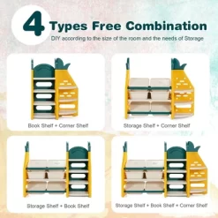 Costway 3-in-1 Kids Toy Storage Organizer Bookshelf Corner Rack W/ Plastic Bins -Online Furniture Store GUEST a6188a9a edfb 4e79 9aa3 33f73c44f351