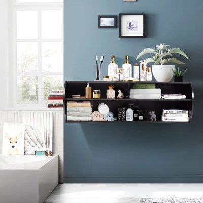 Costway 48.5'' Wall Mounted Audio/Video TV Stands Console Living Room Furniture W/Shelves 3 Costway 48.5'' Wall Mounted Audio/Video TV Stands Console Living Room Furniture W/Shelves - Image 3