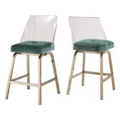 Set Of 2 24" Svana Champagne Gold Finish Velvet Swivel Counter Height Barstools - Inspire Q 17 Set Of 2 24" Svana Champagne Gold Finish Velvet Swivel Counter Height Barstools - Inspire Q -Online Furniture Store GUEST a6db2df2 4e75 4ed0 9a65 c602e8c0fccf