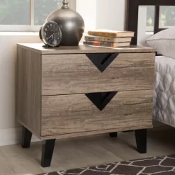 Swanson Modern And Contemporary Wood 2 - Drawer Nightstand - Light Brown - Baxton Studio -Online Furniture Store GUEST a7d3ba75 8d92 42a5 8005 0b26c02513b2