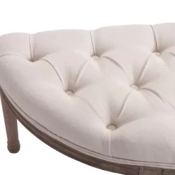 HOMCOM Vintage Semi-Circle Hallway Bench Tufted Upholstered Velvet-Touch Fabric Accent Seat With Rubberwood Legs, Off White 13 HOMCOM Vintage Semi-Circle Hallway Bench Tufted Upholstered Velvet-Touch Fabric Accent Seat With Rubberwood Legs, Off White -Online Furniture Store GUEST a7df5854 ed2f 4af6 b292 deae77b16632