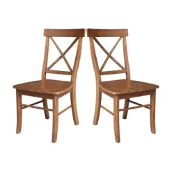 Set Of 2 X Back Chairs With Solid Wood Seat Distressed Oak - International Concepts -Online Furniture Store GUEST a84994fd 7b4b 4f16 9c8a a0d659e4684c