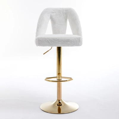 Birkin Set Of 2 360° Armless Velvet Swivel Adjustable Height Bar Stool With Nailheads For Home Pub And Kitchen Island-Maison Boucle 4 Birkin Set Of 2 360° Armless Velvet Swivel Adjustable Height Bar Stool With Nailheads For Home Pub And Kitchen Island-Maison Boucle - Image 4