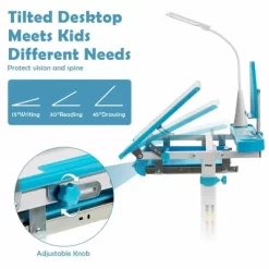 Costway Height Adjustable Kids Study Table And Chair Set W/Bookstand & Light Pink/Light Blue -Online Furniture Store GUEST a9107810 acc0 4dfb a909 e7aa739a483e