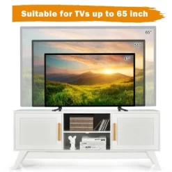 Costway TV Stand Entertainment Media Console W/ 2 Rattan Cabinets & Open Shelves -Online Furniture Store GUEST a990b1b0 28ab 4cb5 880d 8975c2501e36