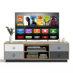 Costway 55'' TV Stand Entertainment Media Center W/ Storage Cabinets Adjustable Shelves -Online Furniture Store GUEST aa56f0cb 2147 4efa 8277 87563efe9f64
