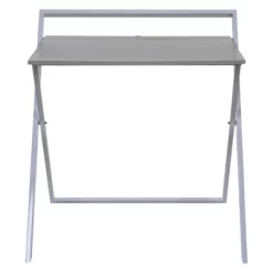Basics No Assembly Folding Desk With Dual Usb Charger Whitewashed Oak/White - OneSpace