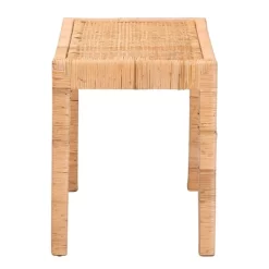 Abelia Natural Rattan And Mahogany Wood Short Accent Bench Natural Brown - Baxton Studio -Online Furniture Store GUEST ab39e258 51bf 4e58 894d c139754ee235