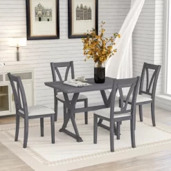 Mid-Century Wood 5-Piece Dining Table Set With 4 Upholstered Dining Chairs-ModernLuxe 28 Mid-Century Wood 5-Piece Dining Table Set With 4 Upholstered Dining Chairs-ModernLuxe -Online Furniture Store GUEST ab7e1f01 d123 445f bef4 37ca03110ca7