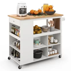 Costway Kitchen Island Trolley Cart On Wheels With Storage Open Shelves & Drawer White/Brown 19 Costway Kitchen Island Trolley Cart On Wheels With Storage Open Shelves & Drawer White/Brown -Online Furniture Store GUEST ab8f7379 0ee9 49e1 8609 1faf9f7069c6