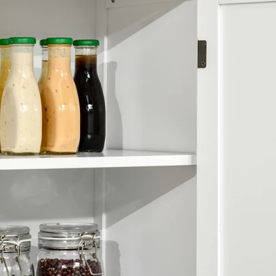 HOMCOM Freestanding Modern 4 Door Kitchen Pantry, Storage Cabinet Organizer With 6-Tier Shelves, And 4 Adjustable Shelves, White 4 HOMCOM Freestanding Modern 4 Door Kitchen Pantry, Storage Cabinet Organizer With 6-Tier Shelves, And 4 Adjustable Shelves, White - Image 4