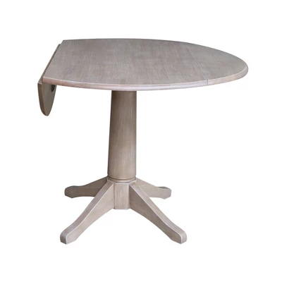 Alexandra Round Dual Drop Leaf Pedestal Table Washed Gray Taupe - International Concepts 5 Alexandra Round Dual Drop Leaf Pedestal Table Washed Gray Taupe - International Concepts - Image 5