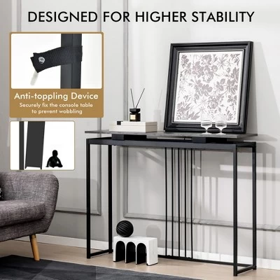 Costway Console Entrance Couch Table Narrow Faux Marble Top For Living Room, Hallway 5 Costway Console Entrance Couch Table Narrow Faux Marble Top For Living Room, Hallway - Image 5