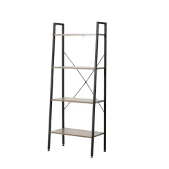 LuxenHome 4-Shelf 58.3" X 23.62" W Wood And Metal Ladder Bookcase. -Online Furniture Store GUEST ae5400cb 1a57 4323 a580 90b6b03d91aa