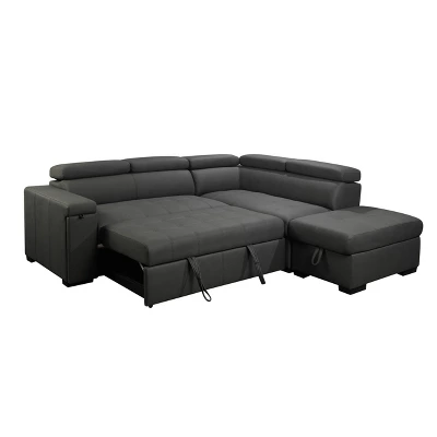 Mateo Stain Resistant Fabric Storage Sectional With Pullout Bed Gray - Abbyson Living 5 Mateo Stain Resistant Fabric Storage Sectional With Pullout Bed Gray - Abbyson Living - Image 5