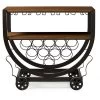 Triesta Antiqued Vintage Industrial Metal & Wood Wheeled Wine Rack Cart - Baxton Studio