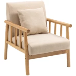HOMCOM Accent Chair With Softness & Support, Upholstered Arm Chair For Living Room Furniture, Comfy Chair For Bedroom, Living Room Chair, Beige -Online Furniture Store GUEST b0716f29 7266 4d77 b7cb bd334a1e3778