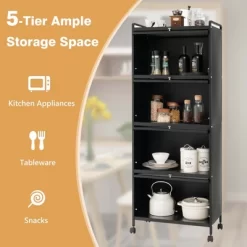 Costway 5-Tier Kitchen Baker's Rack Storage Cabinet Mobile Microwave Stand Flip-up Doors -Online Furniture Store GUEST b0768aff dac8 4817 aa23 2c14c865de10
