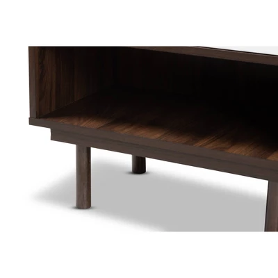 2 Door Meike Two-Tone Wood Shoe Cabinet Walnut/White - Baxton Studio 5 2 Door Meike Two-Tone Wood Shoe Cabinet Walnut/White - Baxton Studio - Image 5