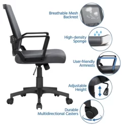 Yaheetech Adjustable Mid-Back Office Chair Computer Chair With Wheels -Online Furniture Store GUEST b1f69a16 4ad7 4fc8 a9f2 f0edb626ae92