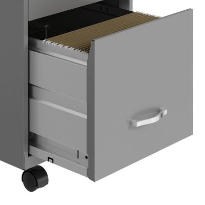 Space Solutions 18 Inch Wide Metal Mobile Organizer File Cabinet For Office Supplies & Hanging File Folders W/ Pencil Drawer & 3 File Drawers, Silver 4 Space Solutions 18 Inch Wide Metal Mobile Organizer File Cabinet For Office Supplies & Hanging File Folders W/ Pencil Drawer & 3 File Drawers, Silver - Image 4