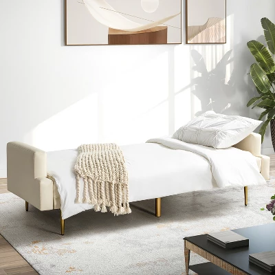 Lanna 76"Wide Vegan Leather Modern Style Convertible Futon Sofa Bed For Living Room Guest Bedroom | ARTFUL LIVING DESIGN 1 Lanna 76"Wide Vegan Leather Modern Style Convertible Futon Sofa Bed For Living Room Guest Bedroom | ARTFUL LIVING DESIGN