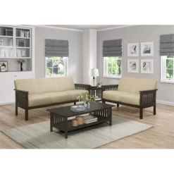 Lewiston Fabric Upholstered Loveseat In Light Brown And Antique Gray - Lexicon -Online Furniture Store GUEST b2c8295b a0d3 403c 9ad9 75502b4000ea