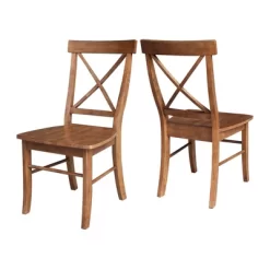 Set Of 2 X Back Chairs With Solid Wood Seat Distressed Oak - International Concepts -Online Furniture Store GUEST b2e718e1 1102 417a 8147 51e736de10c5