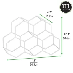 MDesign Honeycomb 5 Bottle Wine Rack For Kitchen Counter Or Fridge