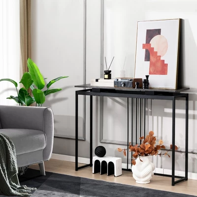 Costway Console Entrance Couch Table Narrow Faux Marble Top For Living Room, Hallway 1 Costway Console Entrance Couch Table Narrow Faux Marble Top For Living Room, Hallway