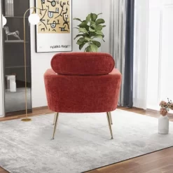29.5" Modern Chenille Accent Armchair With Gold Metal Legs And Throw Pillow - ModernLuxe 15 29.5" Modern Chenille Accent Armchair With Gold Metal Legs And Throw Pillow - ModernLuxe -Online Furniture Store GUEST b43a136b 7c22 45b4 96e0 0b857c4588c8