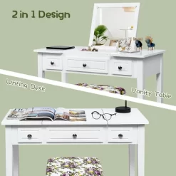 Costway Vanity Dressing Table Flip Top 7 Compartments Makeup Desk -Online Furniture Store GUEST b487f194 98bc 4c88 88af e981d3de91dd