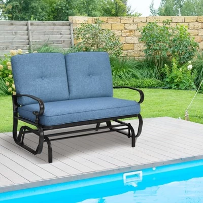 Tangkula 2-Person Outdoor Bench Patio Swing Glider Chair With Cushions Rocking Chair Cushioned Sofa 2 Tangkula 2-Person Outdoor Bench Patio Swing Glider Chair With Cushions Rocking Chair Cushioned Sofa - Image 2