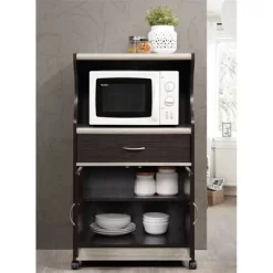 Microwave Kitchen Cart In Chocolate Gray - Hodedah -Online Furniture Store GUEST b50f5479 5f24 42b0 8153 326afeb2ec38