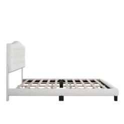 Upholstered Linen Platform Bed Frame With Curved Tufted Headboard Beige-ModernLuxe 13 Upholstered Linen Platform Bed Frame With Curved Tufted Headboard Beige-ModernLuxe -Online Furniture Store GUEST b53d4881 0cea 44c4 b4f4 750cd270361a