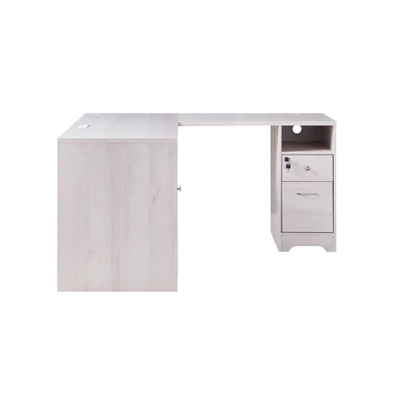 Ghally Locking Drawer L-Shape Desk With USB Ports White Oak - MiBasics 3 Ghally Locking Drawer L-Shape Desk With USB Ports White Oak - MiBasics - Image 3