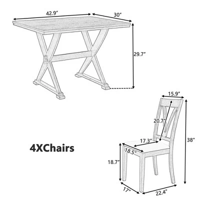 Mid-Century Wood 5-Piece Dining Table Set With 4 Upholstered Dining Chairs-ModernLuxe 2 Mid-Century Wood 5-Piece Dining Table Set With 4 Upholstered Dining Chairs-ModernLuxe - Image 2