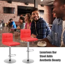Costway Set Of 2 Bar Stools Adjustable Swivel Kitchen Counter Bar Chair PU Leather Red Full Back -Online Furniture Store GUEST b6708db5 a5d8 4e66 806e 5eed16d4d4c1