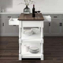 Caitlyn Wood Top Kitchen Island White/Dark Brown - Crosley -Online Furniture Store GUEST b6d25edc 2c29 4db8 a091 3cfae194f631