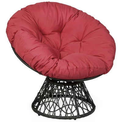 Costway Rattan Papasan Chair Ergonomic Chair 360-degree Swivel Soft Cushion Garden Red BlackGreen 12 Costway Rattan Papasan Chair Ergonomic Chair 360-degree Swivel Soft Cushion Garden Red BlackGreen - Image 12