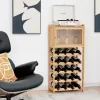 Costway 20-Bottle Bamboo Wine Rack Cabinet Freestanding Display Shelf W/ Glass Hanger