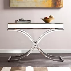 Southern Enterprises Lillian Console Table Chrome/Mirror - Aiden Lane