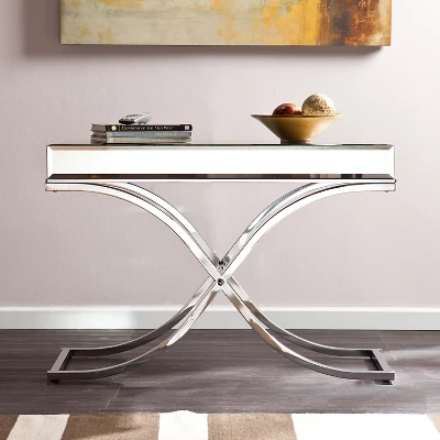 Southern Enterprises Lillian Console Table Chrome/Mirror - Aiden Lane 1 Southern Enterprises Lillian Console Table Chrome/Mirror - Aiden Lane