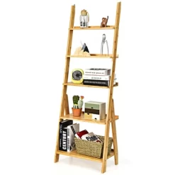 Costway 5-Tier Bamboo Ladder Shelf Bookshelf Display Storage Rack Flower Stand -Online Furniture Store GUEST ba3f7628 c054 4bc9 b219 228ac4230f11